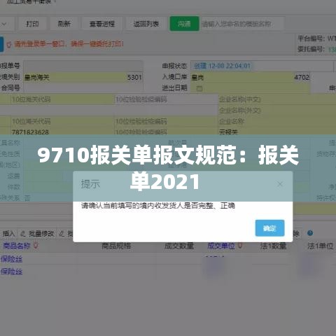 9710報關單報文規范：報關單2021 