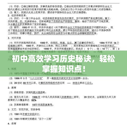 初中高效學習歷史秘訣,輕松掌握知識點!